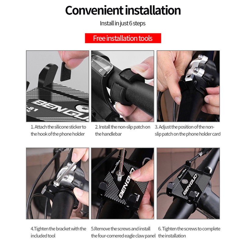 AOSTIRMOTOR Bike Phone Mount with Anti-Shake Stainless Steel Clamp Arms, Aluminum Alloy Bike & Motorcycle Phone Holder,for 4-7 inch Cellphone iPhone X/XR/Xs/8 Plus,Samsung S9/S8/S10