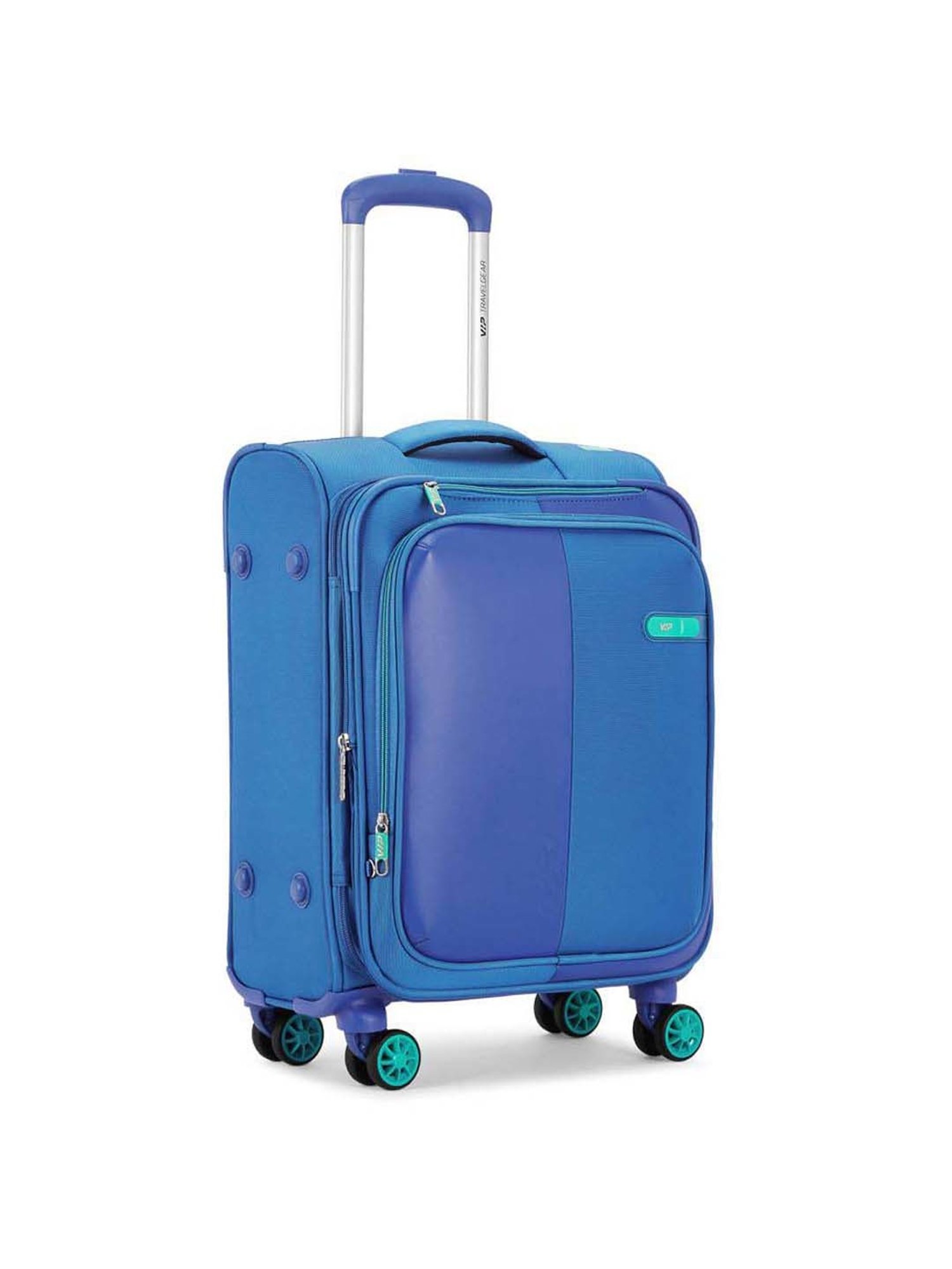 VIP Lucern Str Exp Blue Color Block Soft Cabin Trolley Bag - 37.5 cm