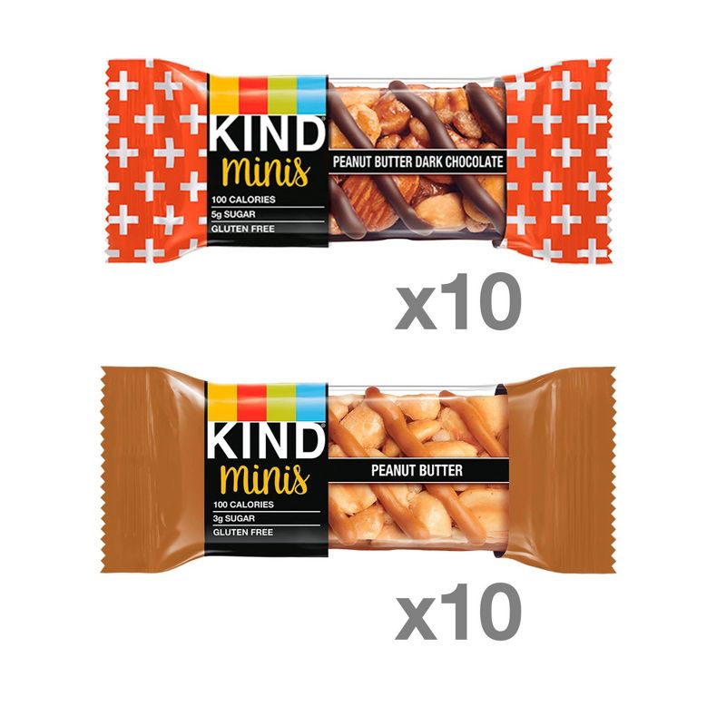 KIND Minis Peanut Butter Dark Chocolate + Peanut Butter - 20ct