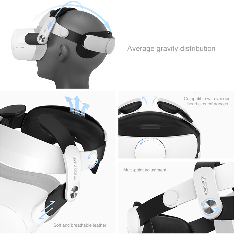 Adjustable Halo Strap For Oculus Quest2 Virtual Reality Helmet Head Strap Breathable Leather with EVA Travel Storage Bag