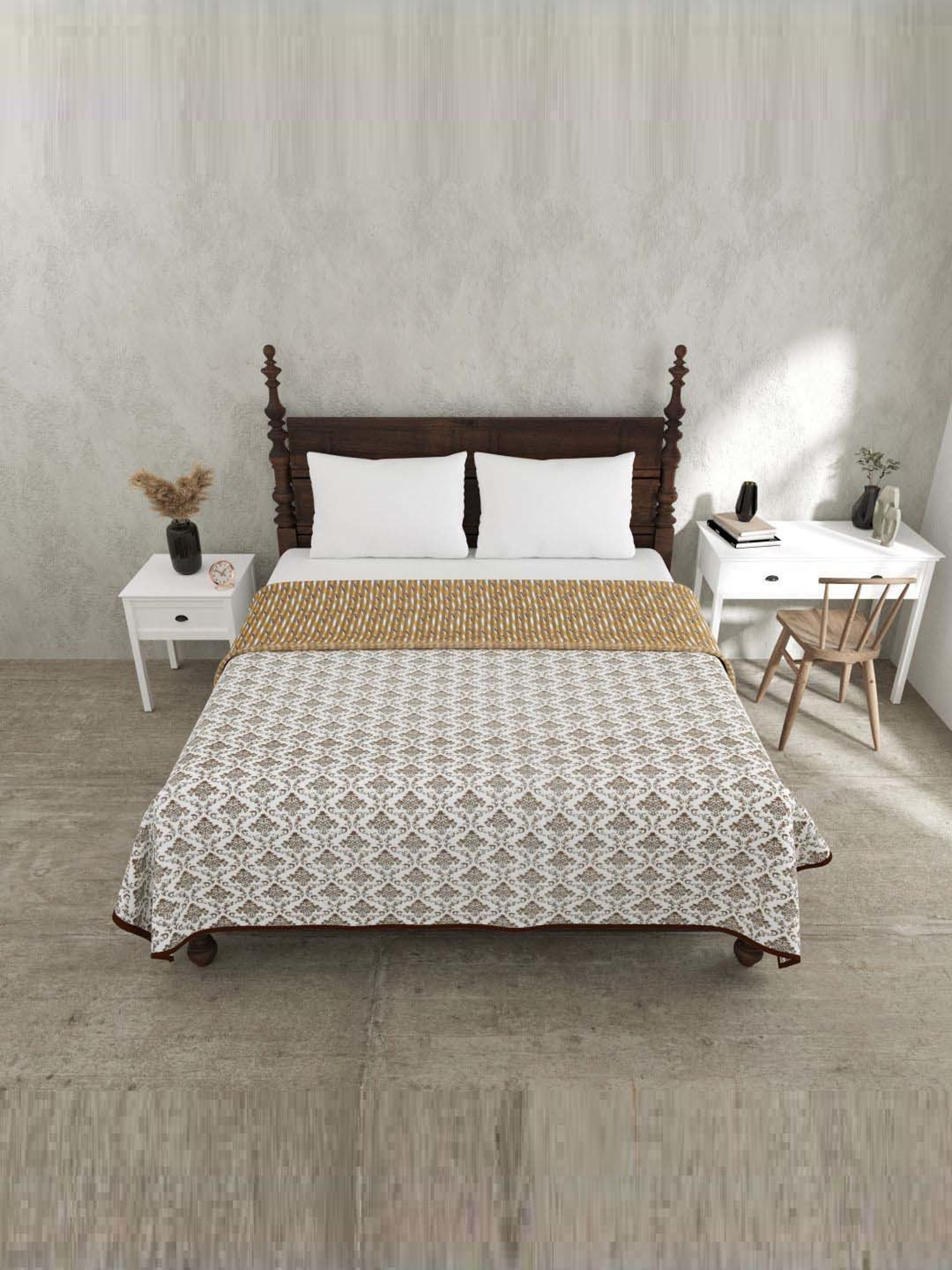 JaipurFabric Brownish Mulmul Cotton 150 GSM Reversible Ac Dohar