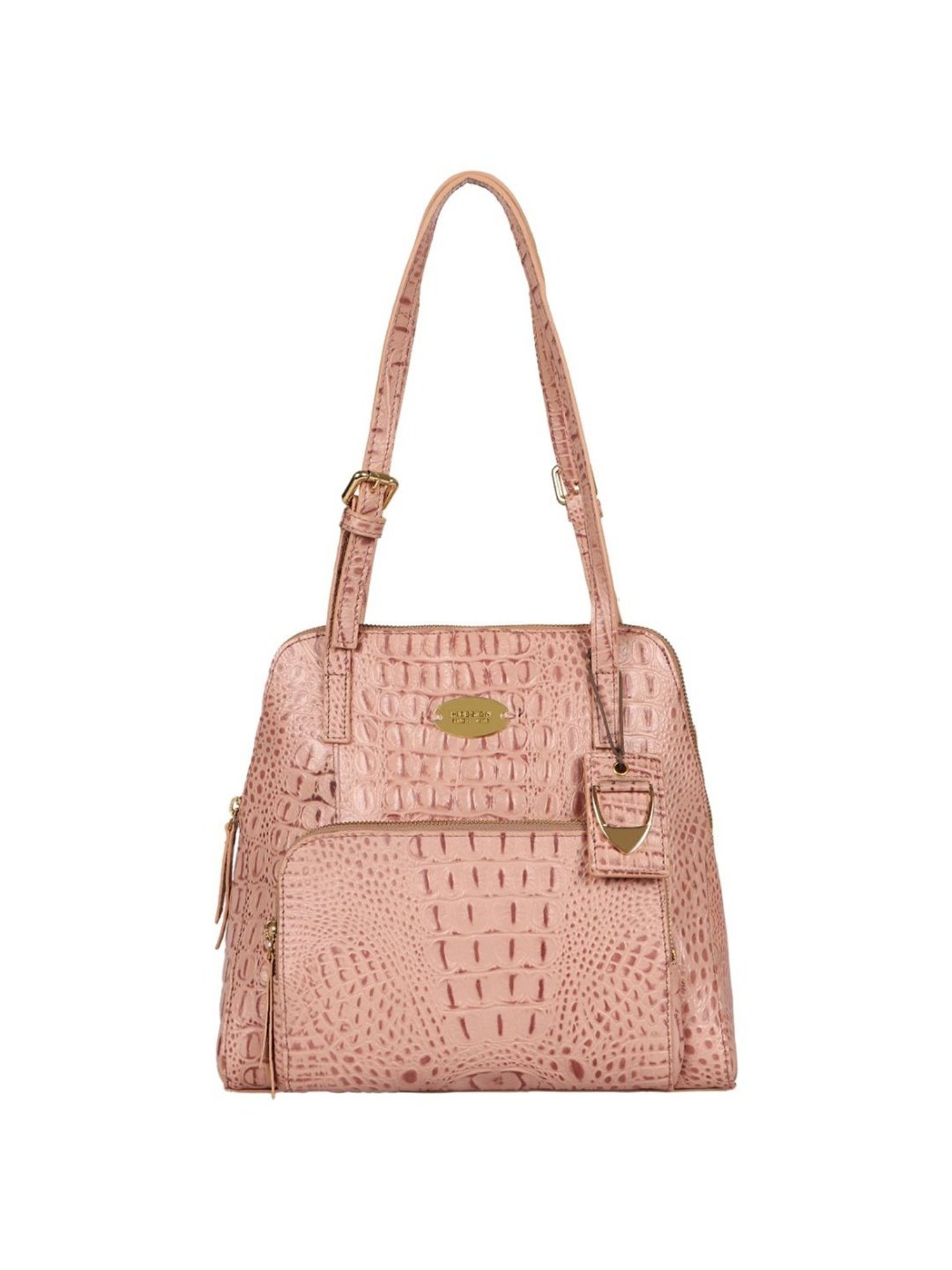 Hidesign Pink Textured Medium Shoulder Handbag