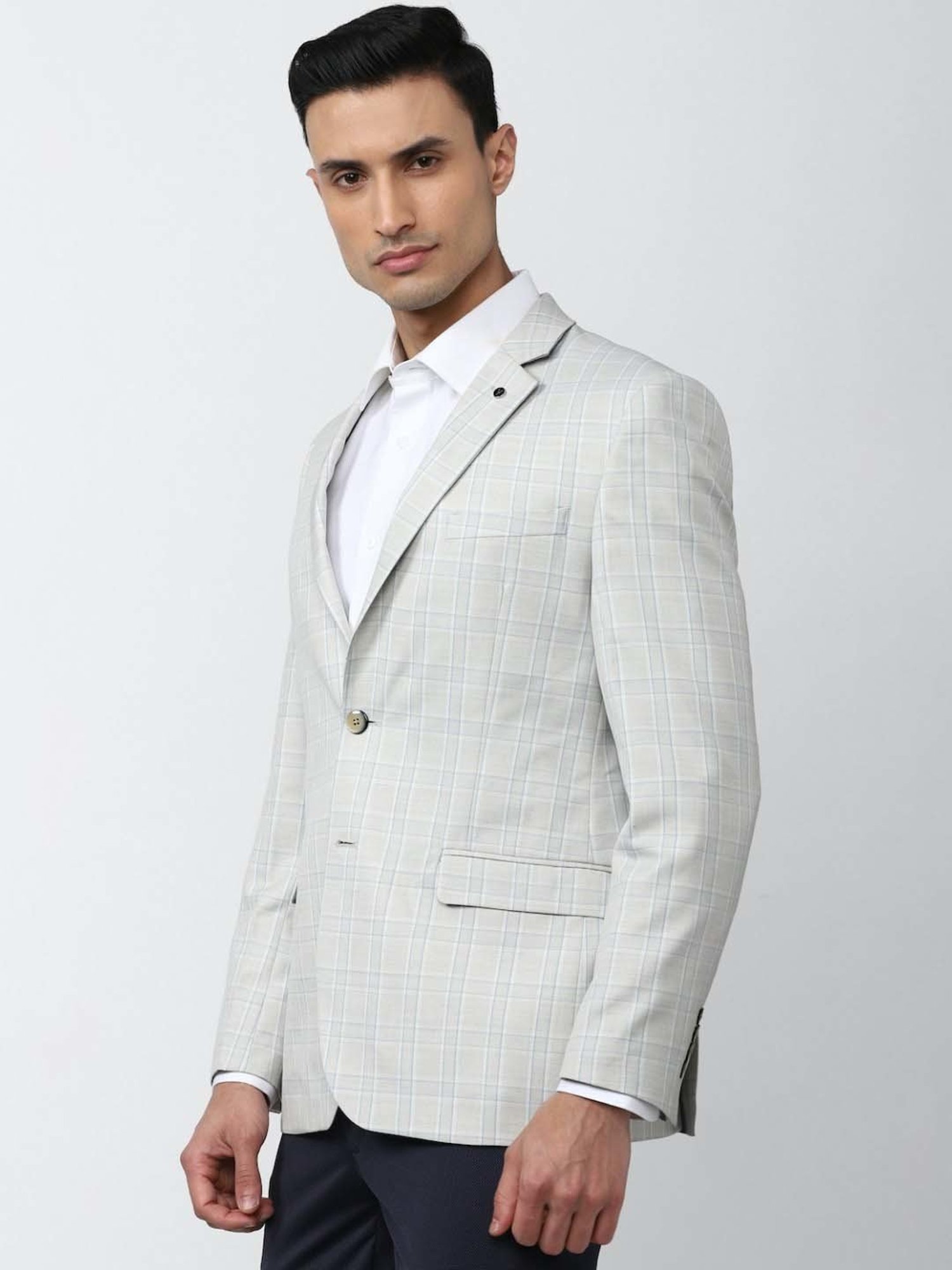 Van Heusen Grey Slim Fit Checks Blazer