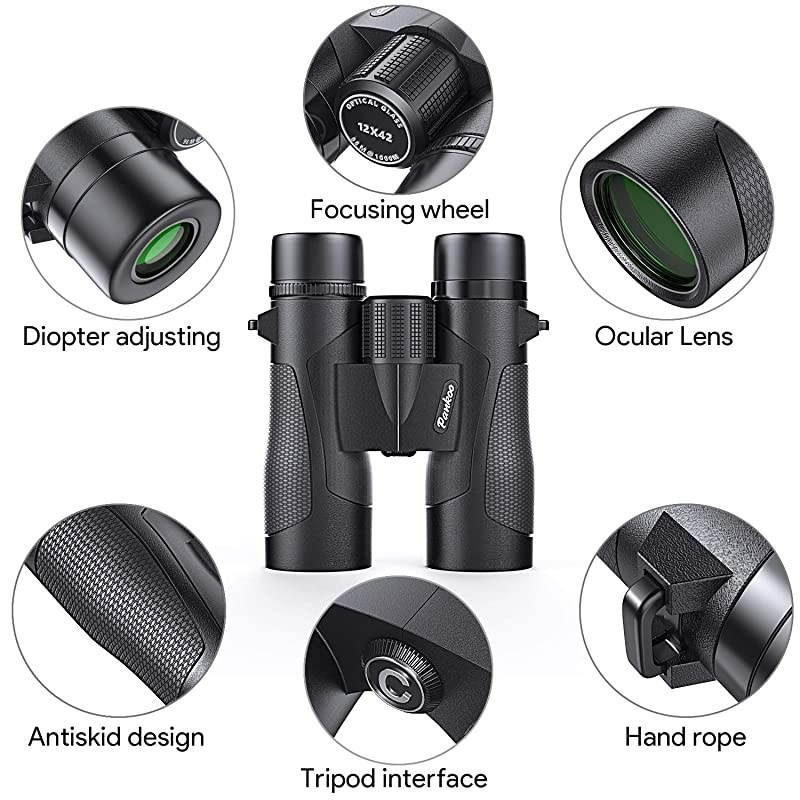 12x42 Binoculars for Adults HD Binocular for Bird Watching Travel Hiking Wildlife Hunting Concerts TheaterWaterproof Low Night Vision LightweightCompactBinocularsforAdults