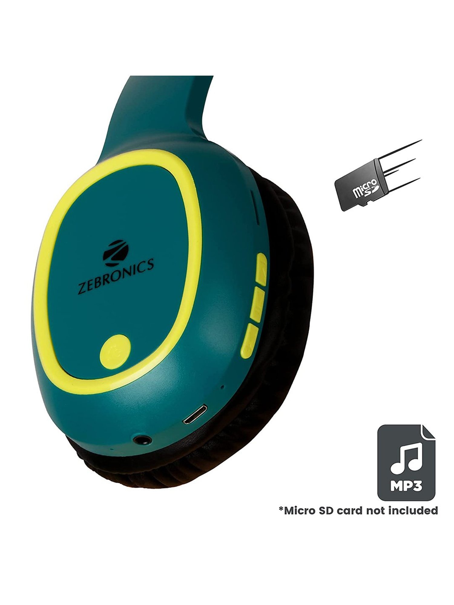 Zebronics Zeb-Thunder Over The Ear Bluetooth Headphone with Mic (Teal Green)