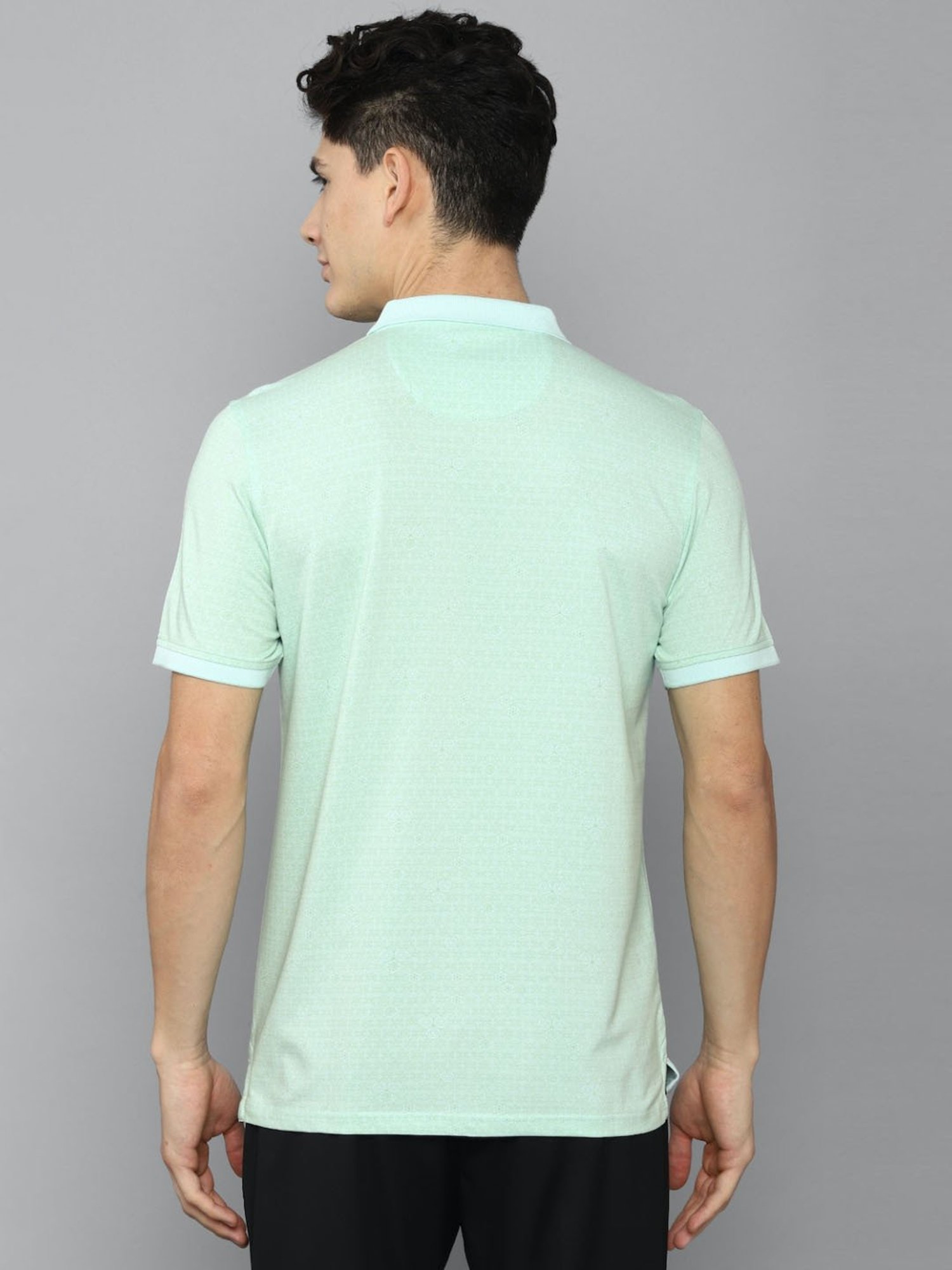 Louis Philippe Sport Green Cotton Slim Fit Texture Polo T-Shirt