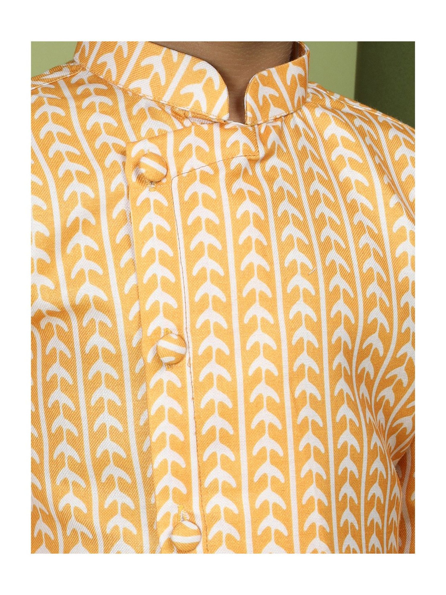 TABARD Kids Yellow & white Printed Full Sleeves Kurta with Pyjamas