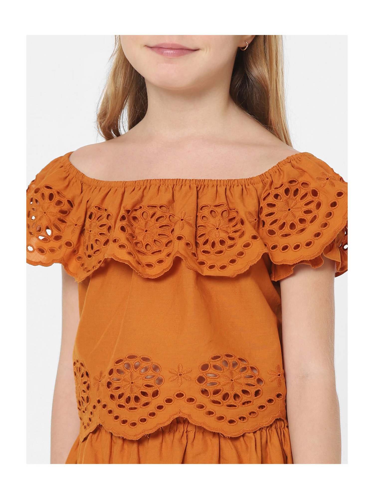 KIDS ONLY Light Brown Self Design Top