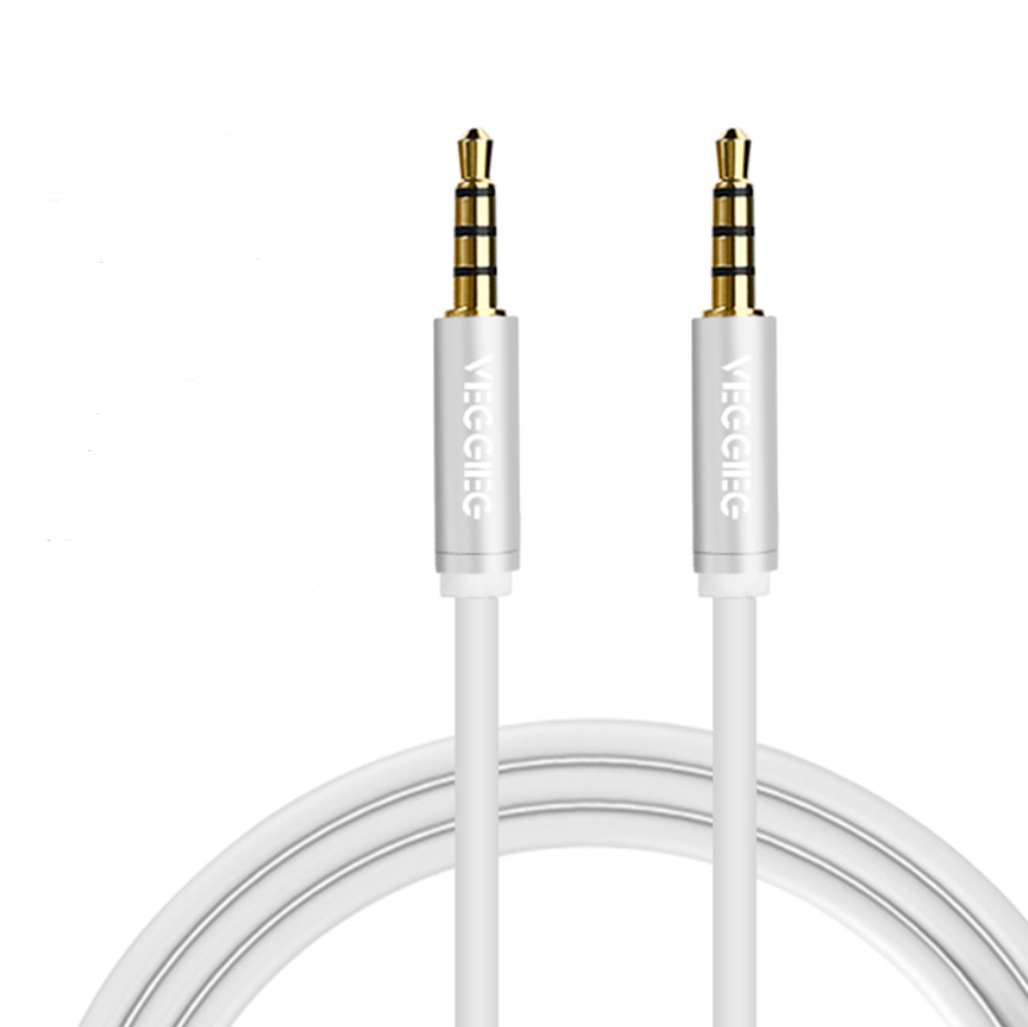 Veggie Vehicle AUX AUDIO CABLE 3.5mm Male To Male Dual Head Classic White 4-Pole Audio Cable