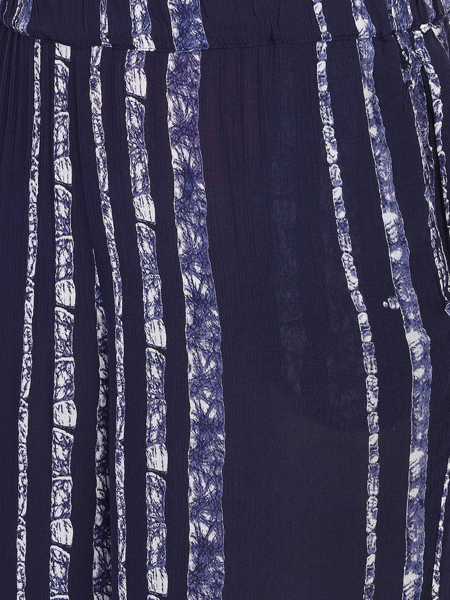 Aditi Wasan Blue Striped Regular Fit Mid Rise Palazzos