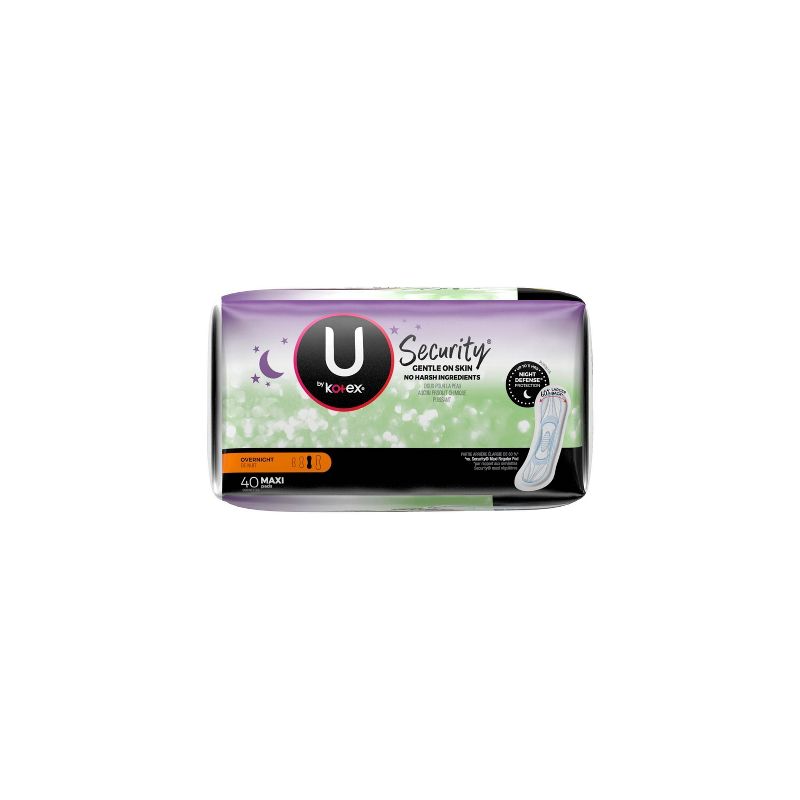U by Kotex Security Unscented Overnight Absorbency Maxi Pads - 40ct