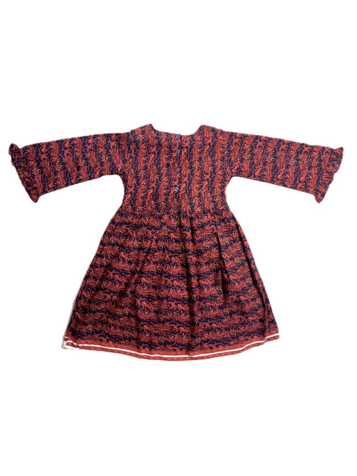 Bella Moda Kids Red & Navy Cotton Printed Full Sleeves Dress