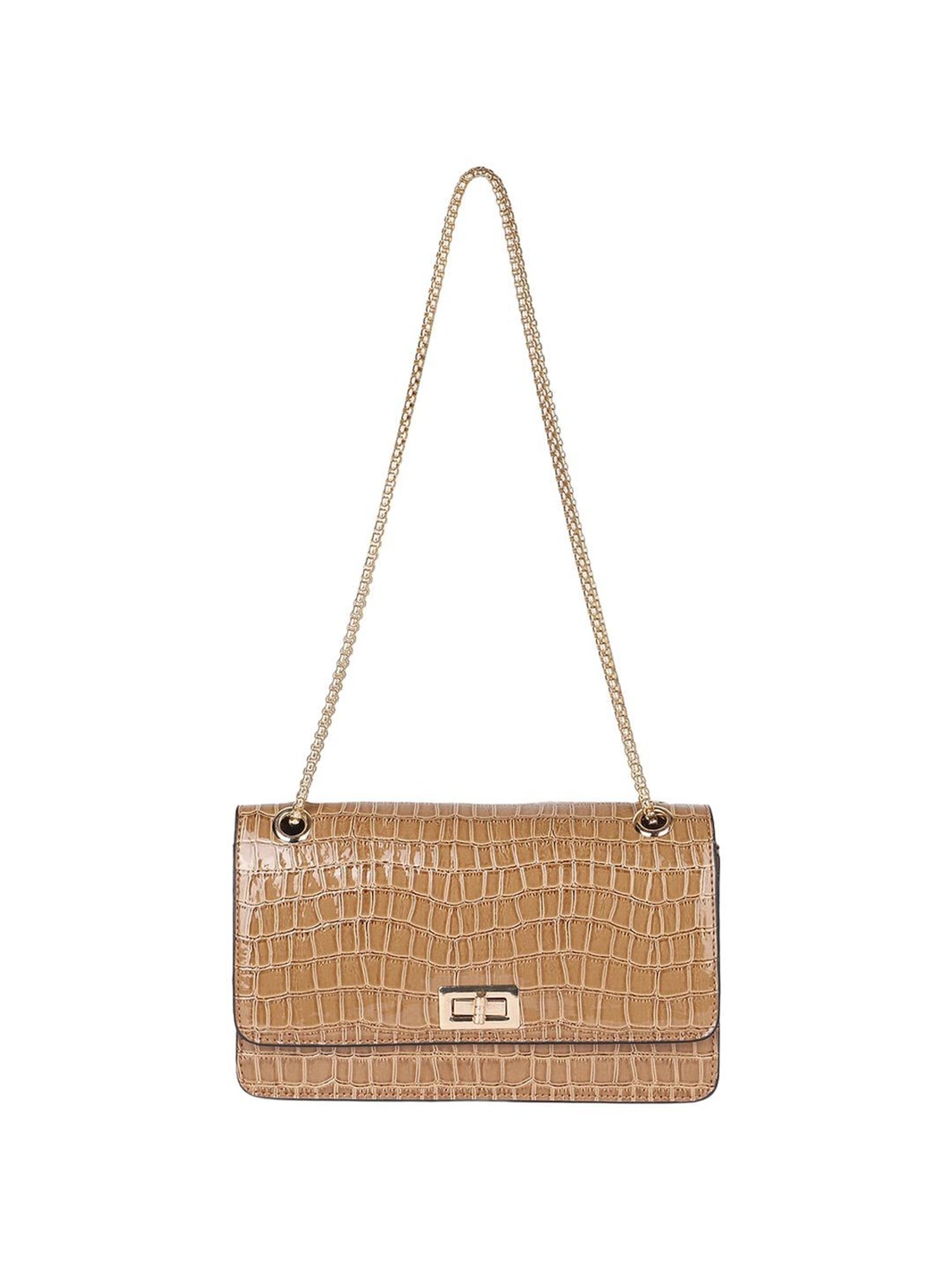 Carlton London Tan Textured Medium Sling Handbag