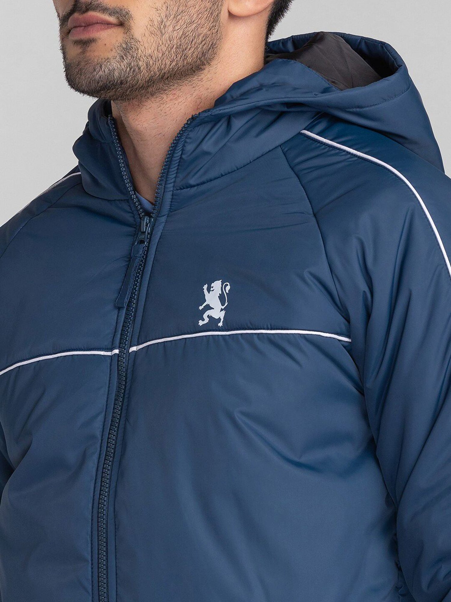 Giordano Dark Sky Blue Regular Fit Hooded Jacket