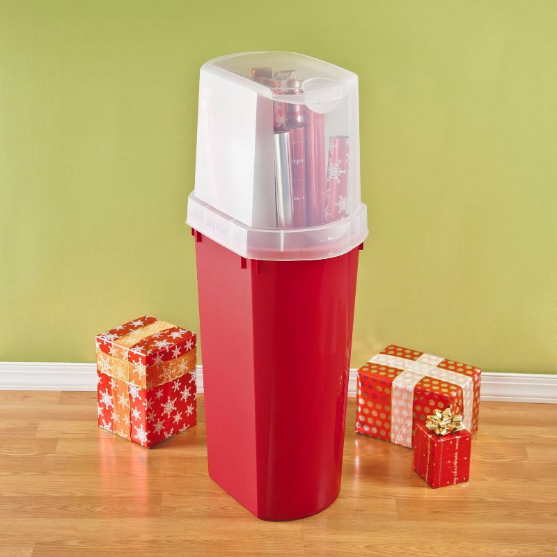 Sterilite 40" Clear Vertical Wrap Box Red Lid