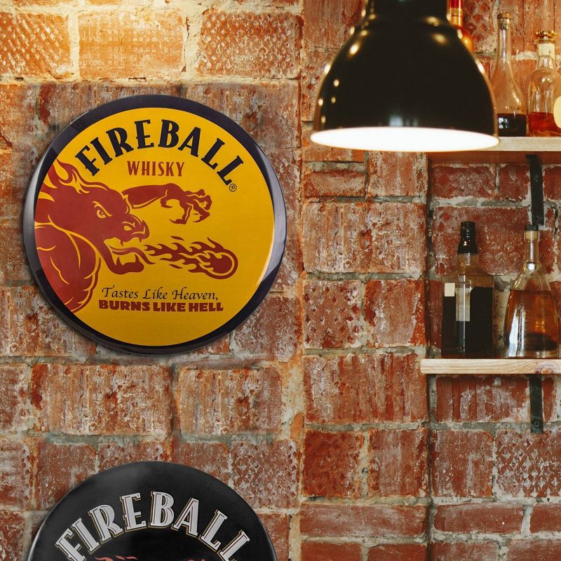 Fireball Whiskey Dome Metal Sign Yellow/Red - Crystal Art Gallery