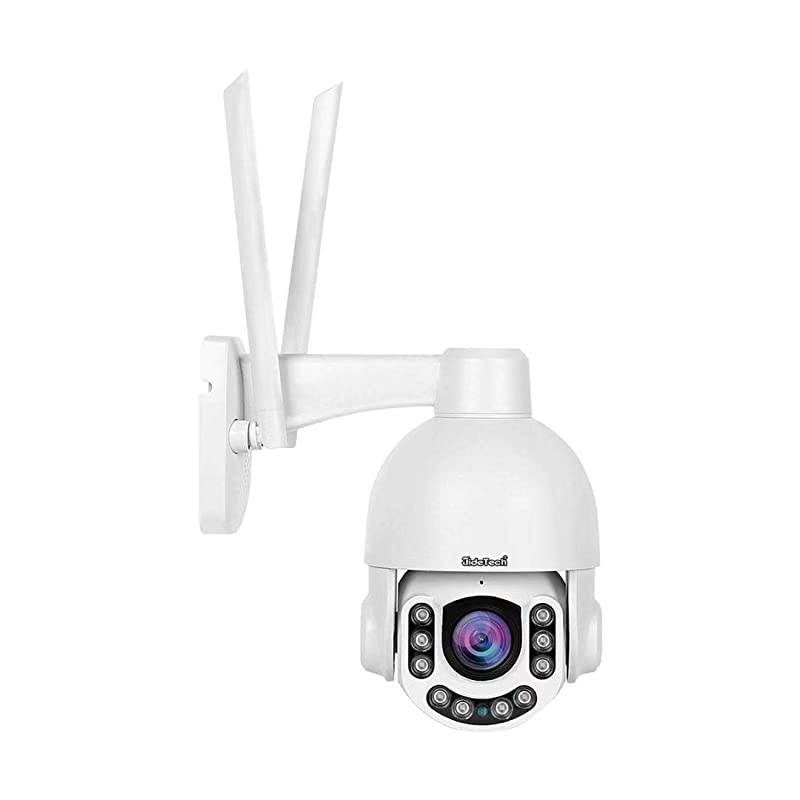 PTZ WiFi Camera Outdoor, Super HD IP Camera, 5X Zoom Security Camera, 200ft Night Vision, 2-Way Audio, Motion Detection Alarm, IP66 Waterproof, Support ONVIF, 128G SD Card Slot, Auto-Tracking
