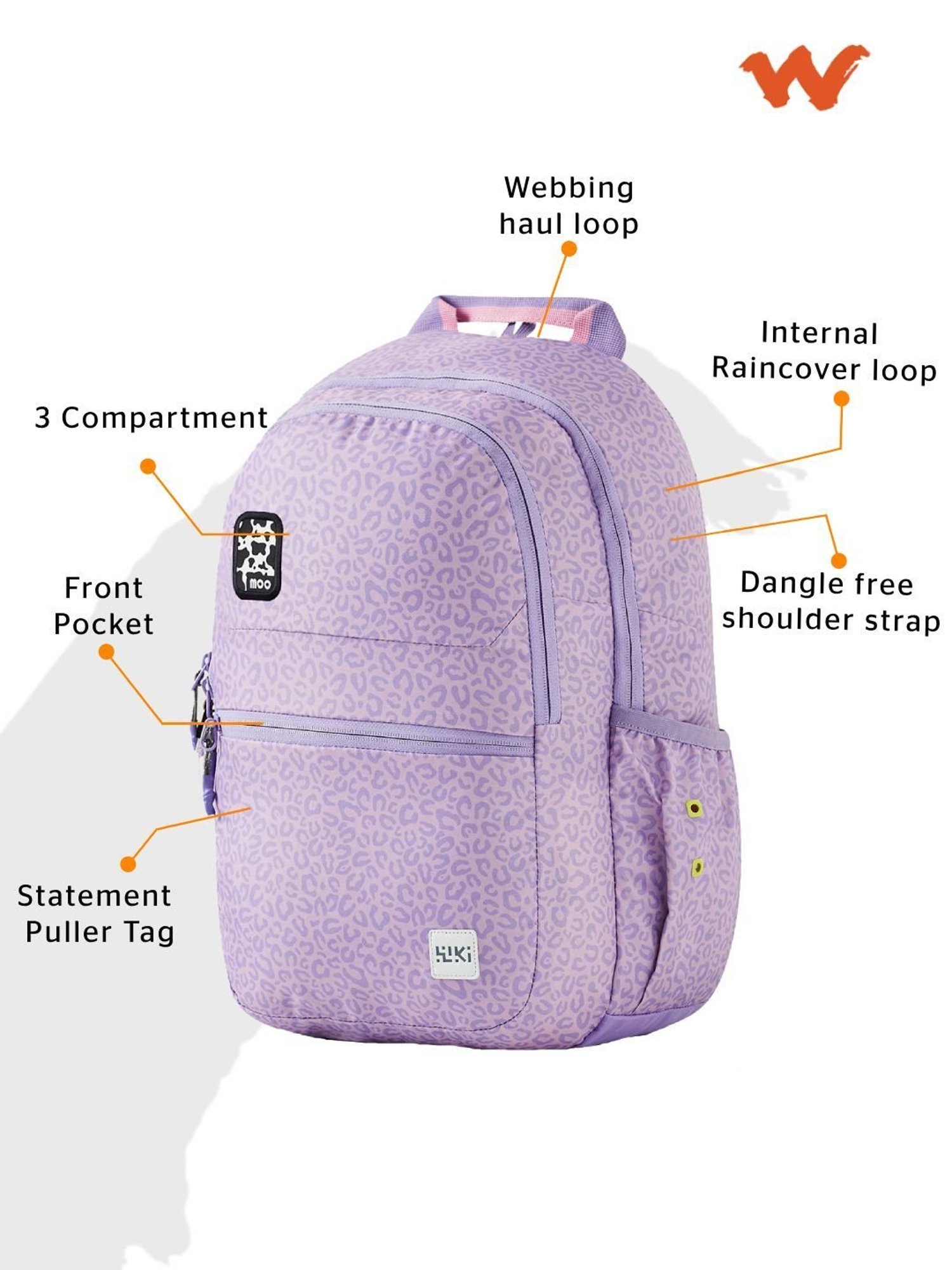 Wiki Back to School 1 Purple Polyester Printed Backpack - 22 Ltrs