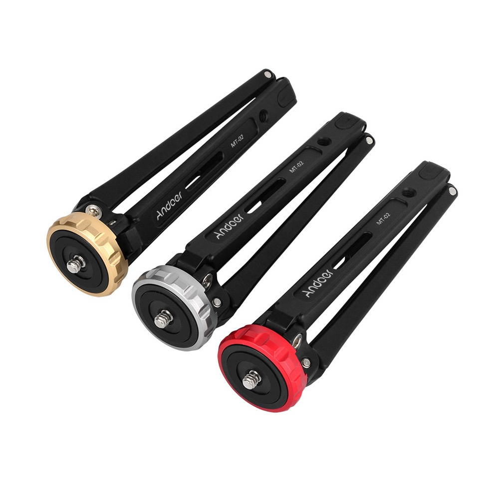 Andoer MT-02 Mini Desktop Tripod Aluminum Alloy 1/4" Screw Max. Load 15kg/ 33lbs for DSLR Digital Video Camera DV