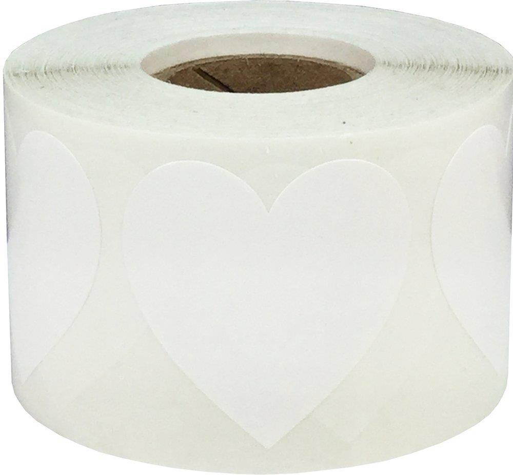 White Heart Stickers For Valentine's Day Crafting Scrapbooking 1 1/2 Inch 500 Adhesive Stickers