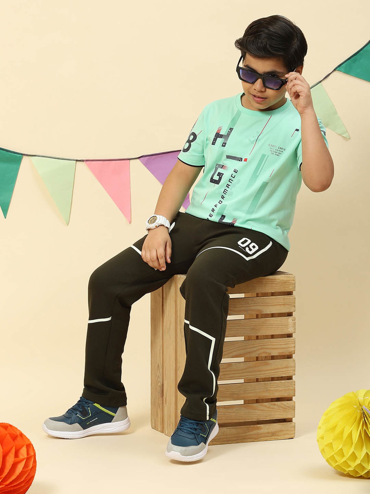 Monte Carlo Boys Olive Printed Trousers