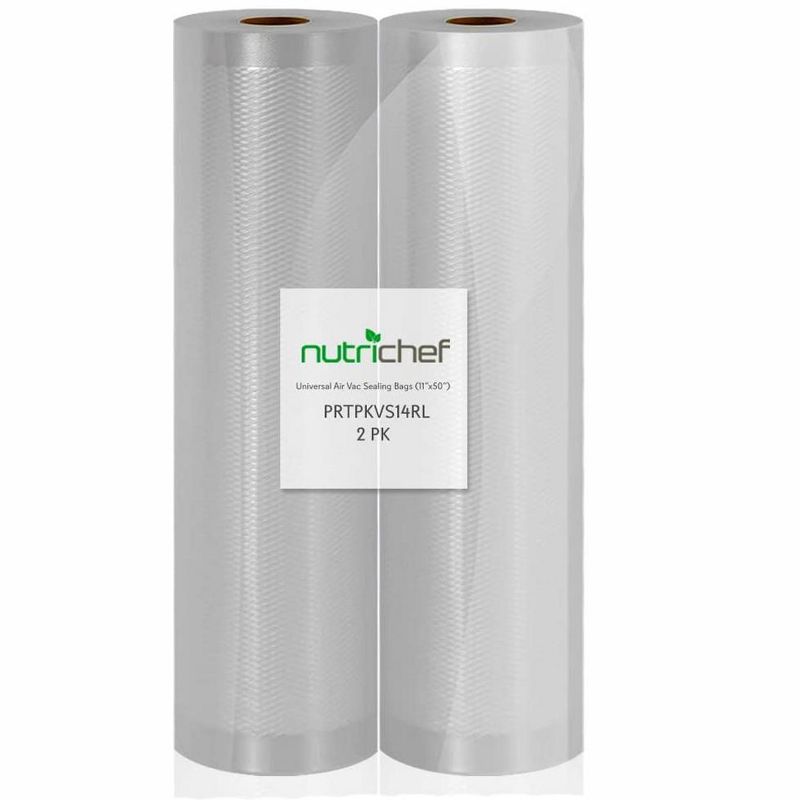 NutriChef Premium Vacuum Commercial Grade Multi Ply Food Storage Sealer Rolls for Freezer, Pantry, or Sous Vide (2 Pack)