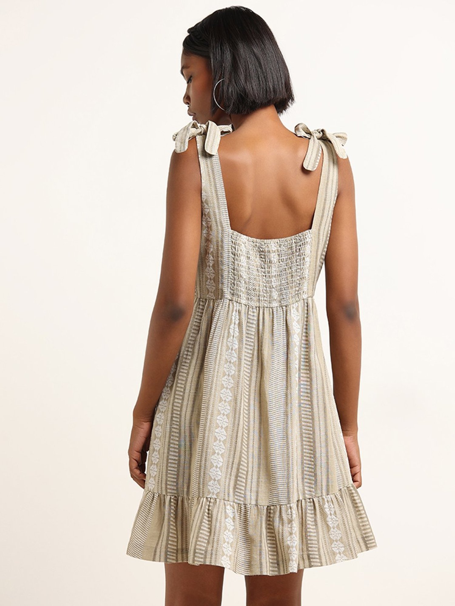 Bombay Paisley by Westside Beige Printed Straight Dress