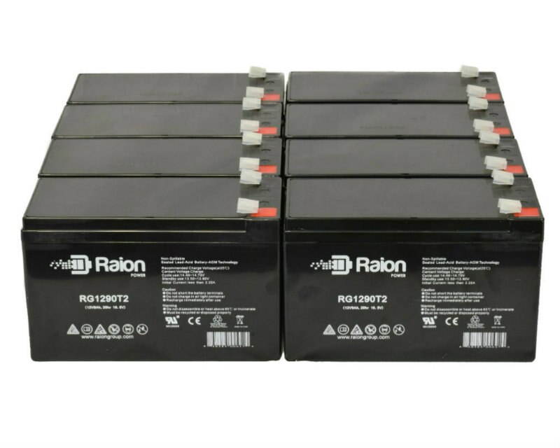 Raion Power 12V 9Ah Replacement Battery With T2/F2 Terminals For B&B HR9-12 - 8 Pack