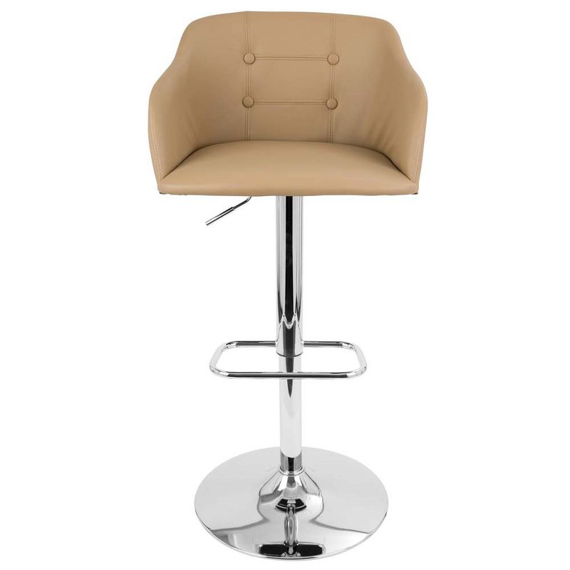 Campania Mid-Century Modern Adjustable Barstool with Swivel in Camel Faux Leather - LumiSource