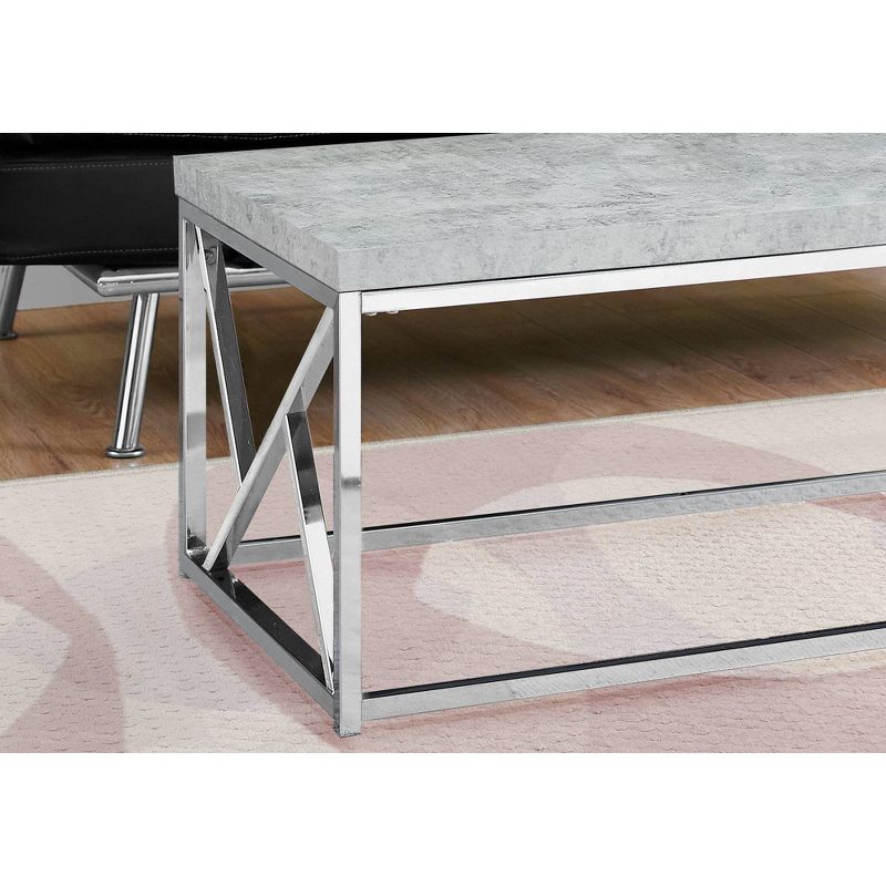 Coffee Table - Chrome Metal, Gray Cement - EveryRoom