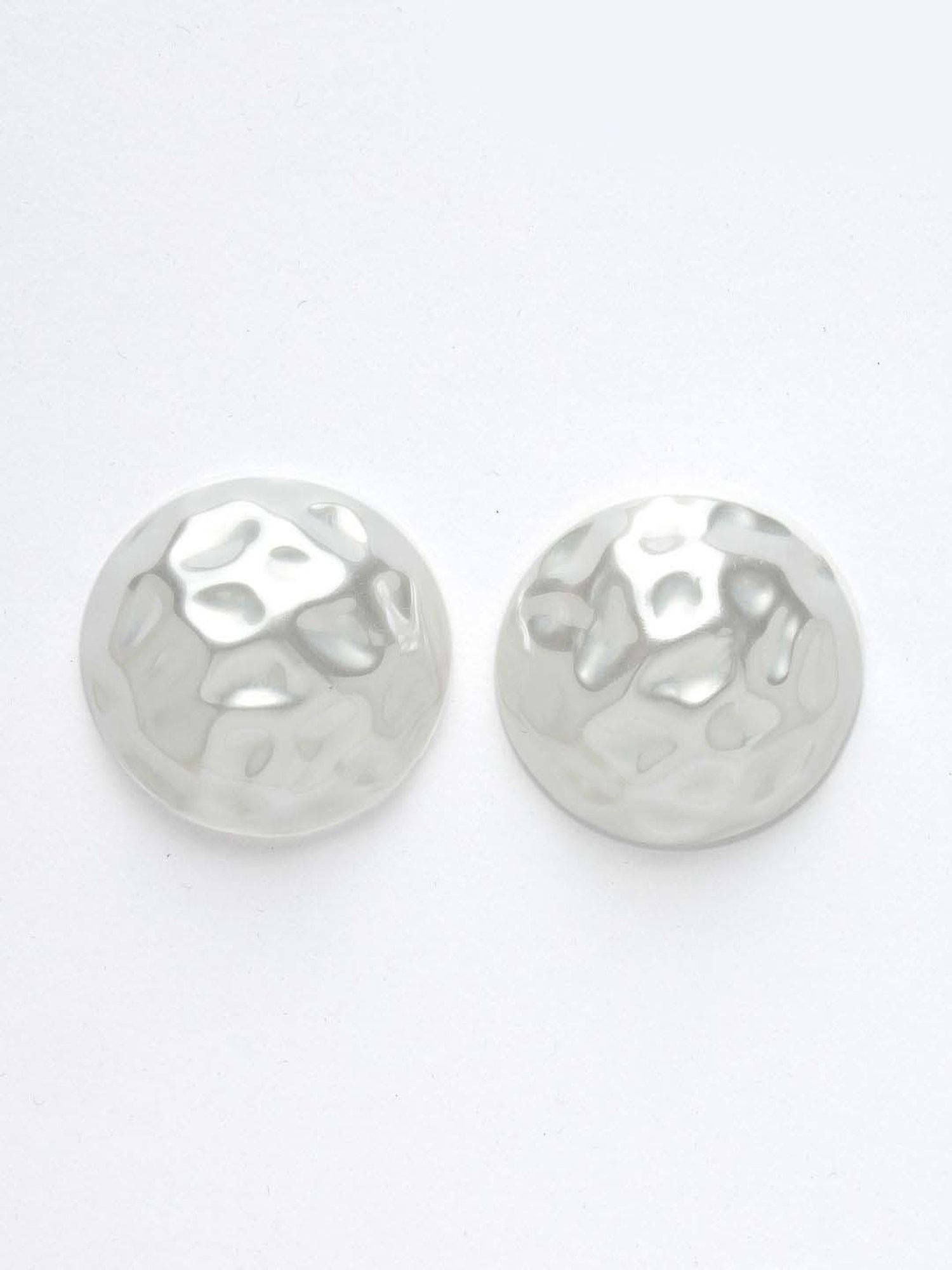 NVR White Circular Stud Earrings for Women