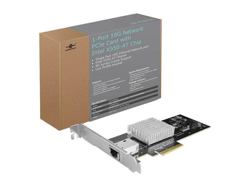 VANTEC UGT-PC200GNA 1-Port 10G Network PCIe Card With Intel X550-AT Chip