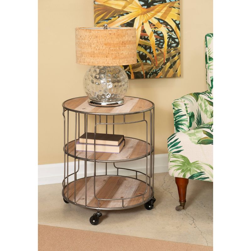 Ani 3 Tiered Rolling Cart Natural - Linon