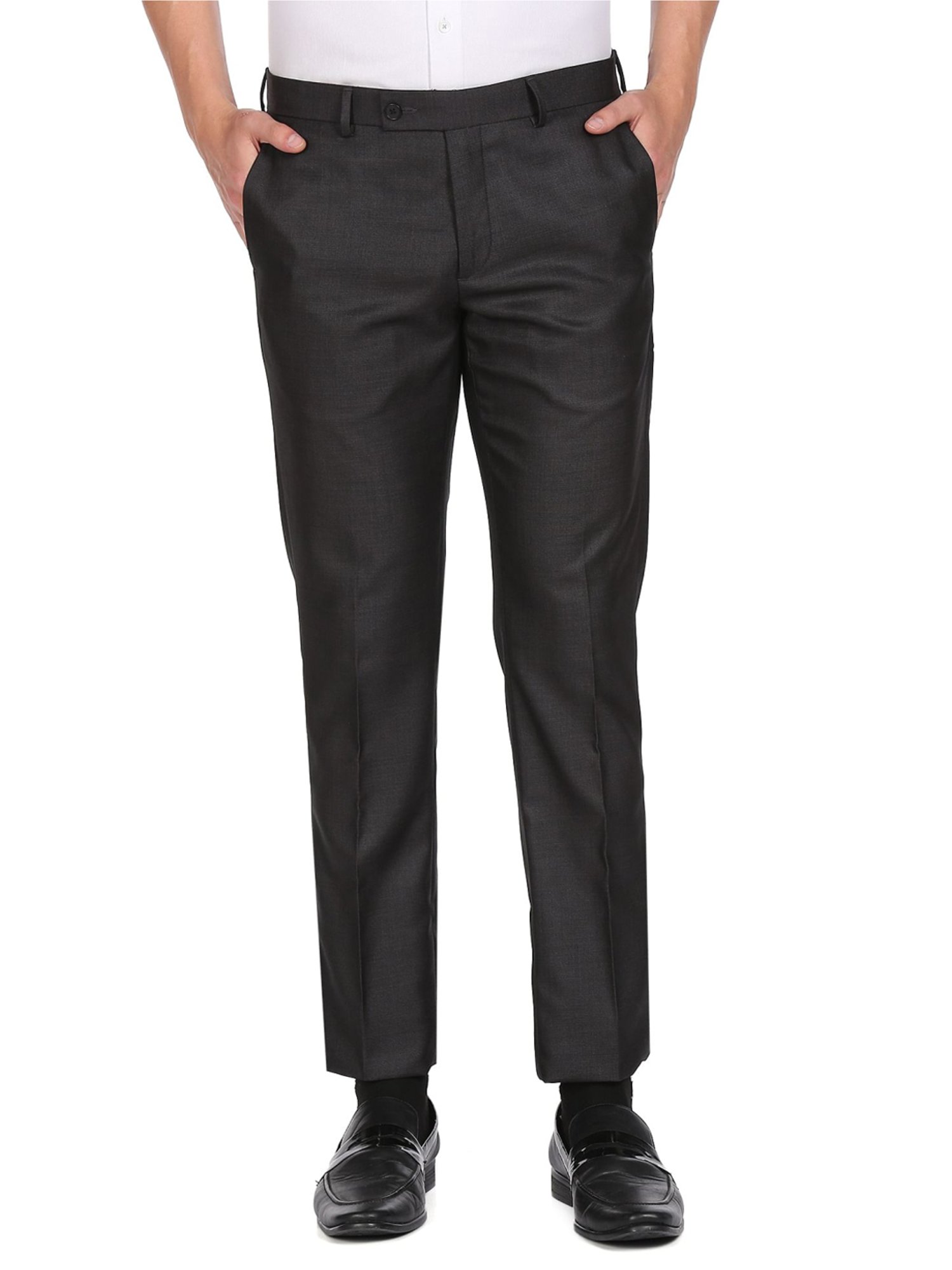 Arrow Grey Regular Fit Trousers