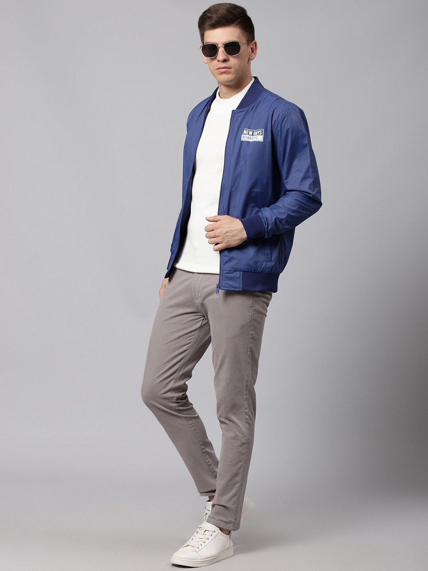 Dennis Lingo Blue Regular Fit Bomber Jacket
