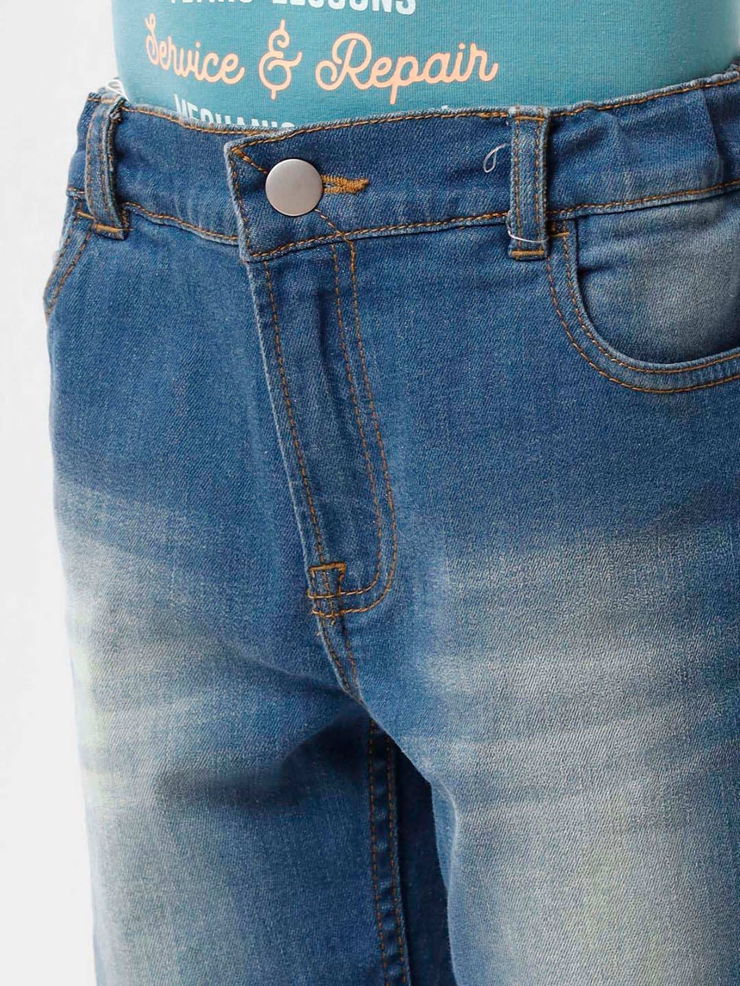 Kate & Oscar Kids Blue Cotton Washed Shorts