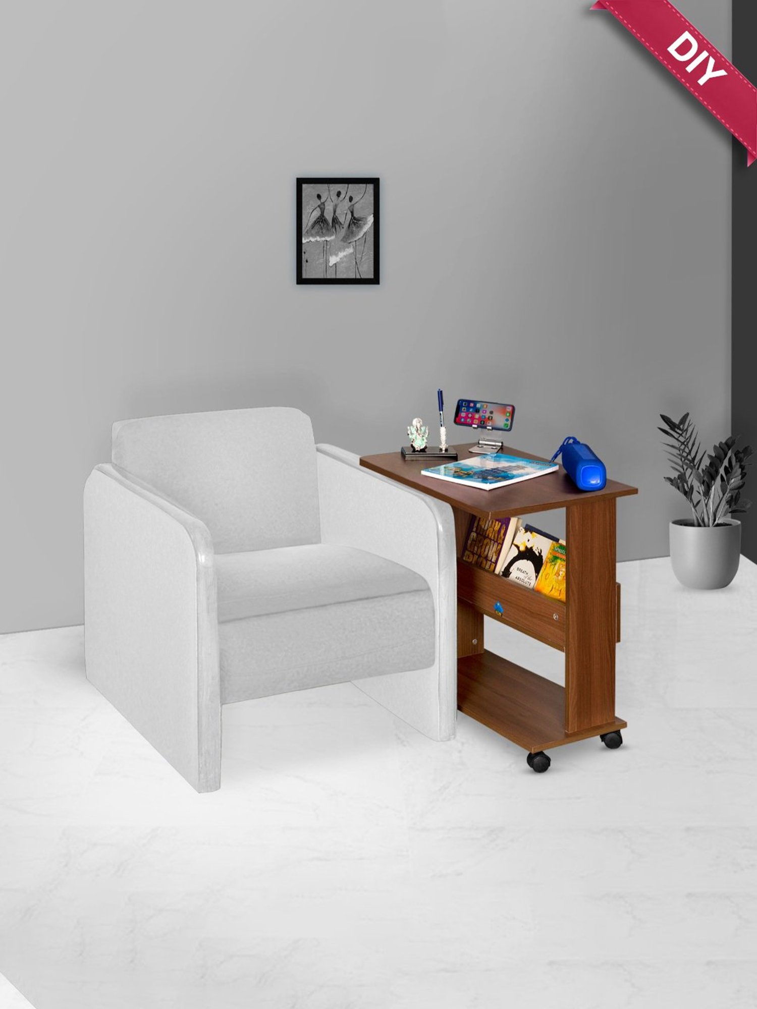 Delite Kom Amigo Acacia Dark Beige Engineered Wood Free Standing Study Table