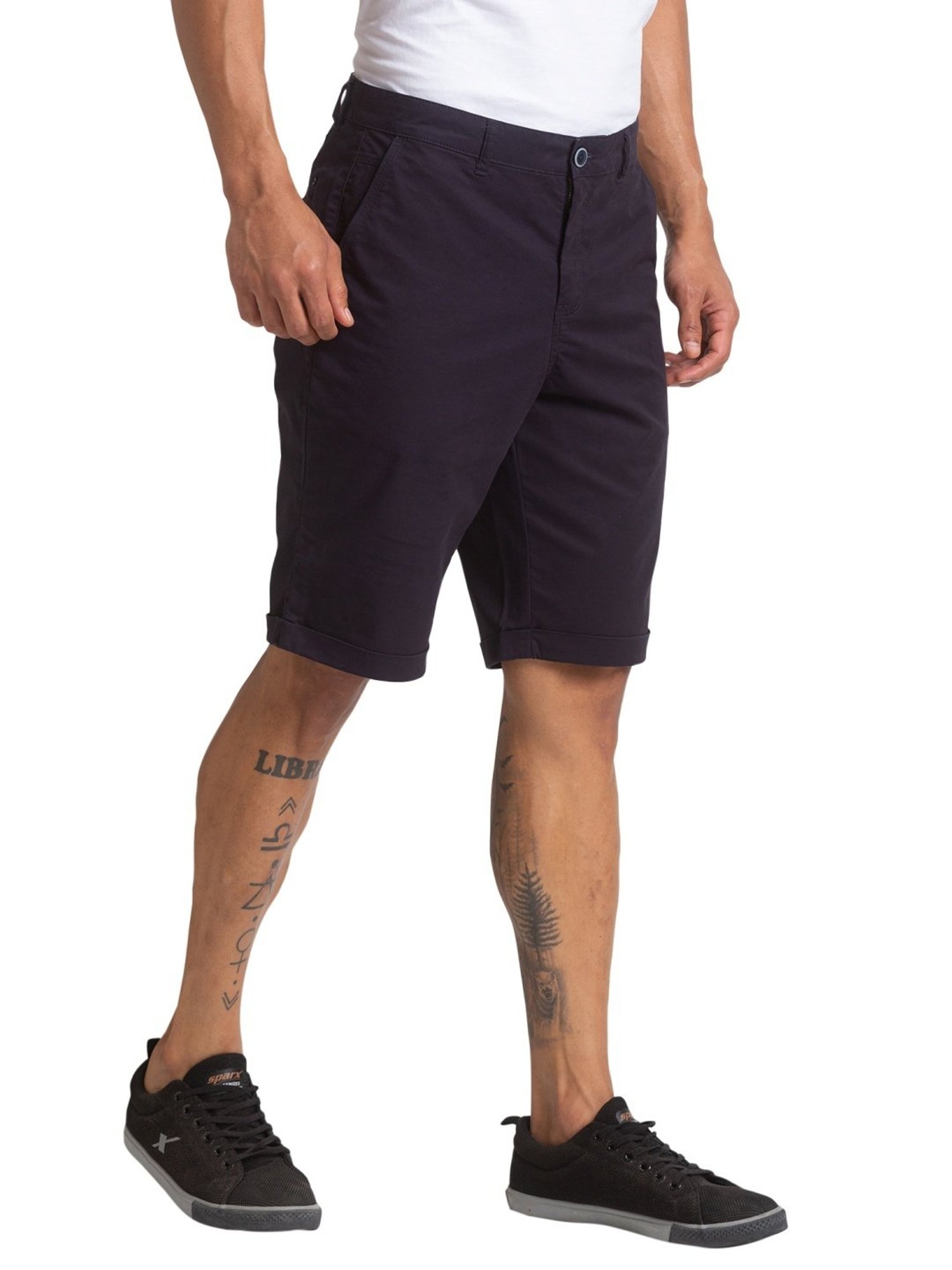 Parx Black Regular Fit Shorts