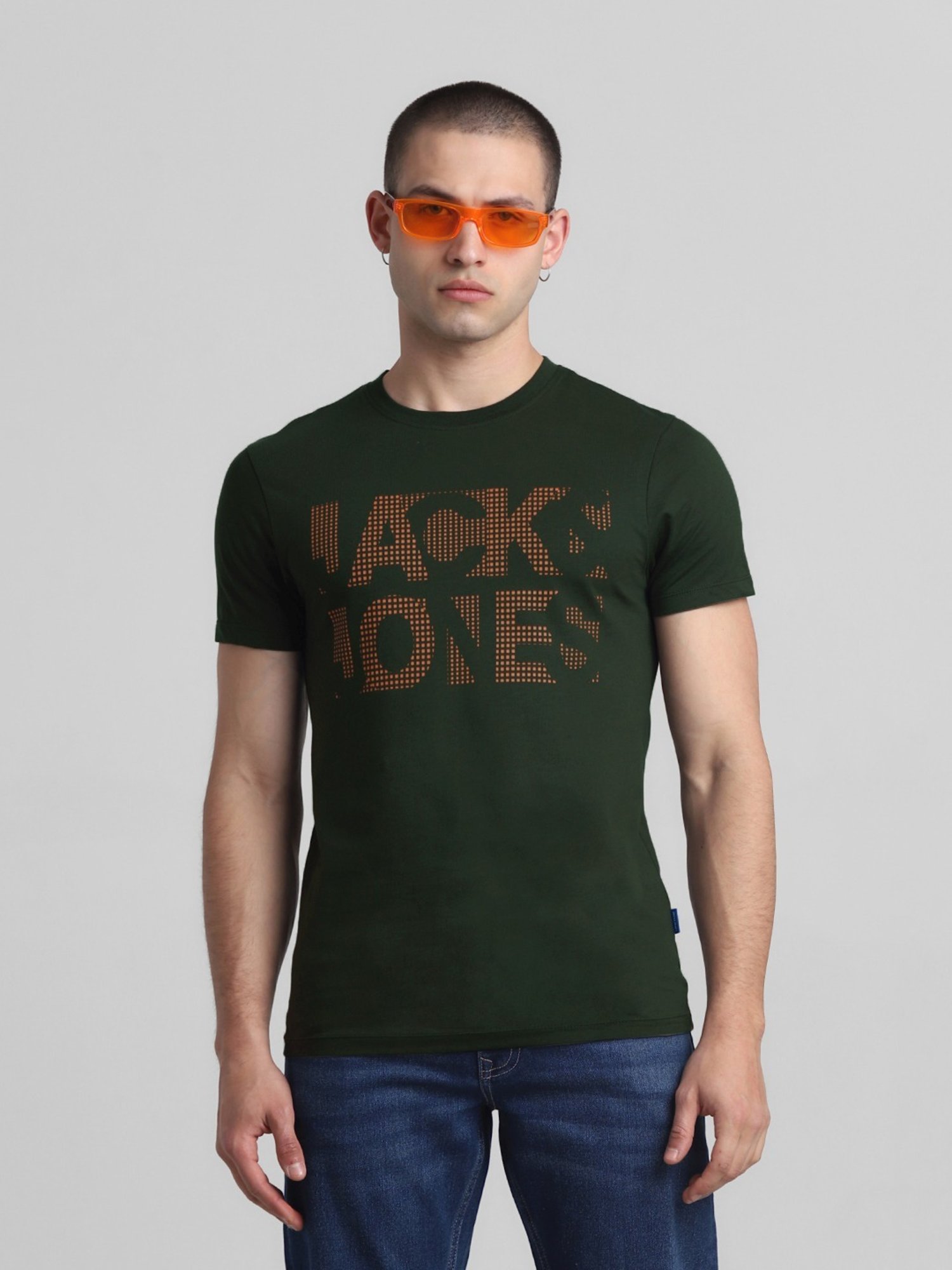 Jack & Jones Forest Night Cotton Slim Fit Printed T-Shirt