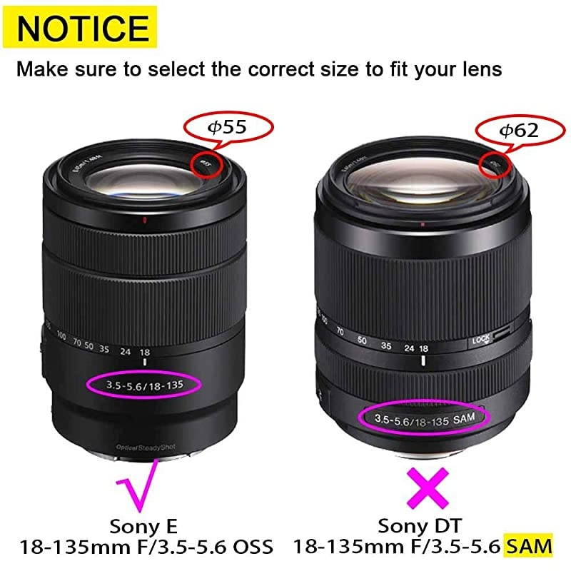 55mm Lens Cap Cover with Keeper for Sony EMount 1670mm F4 ZASony 18135mm F3556 OSS Lens for Sony Alpha a6600 a6500 a6400 a6300 a6100 a6000 a5100 a50002 Pack