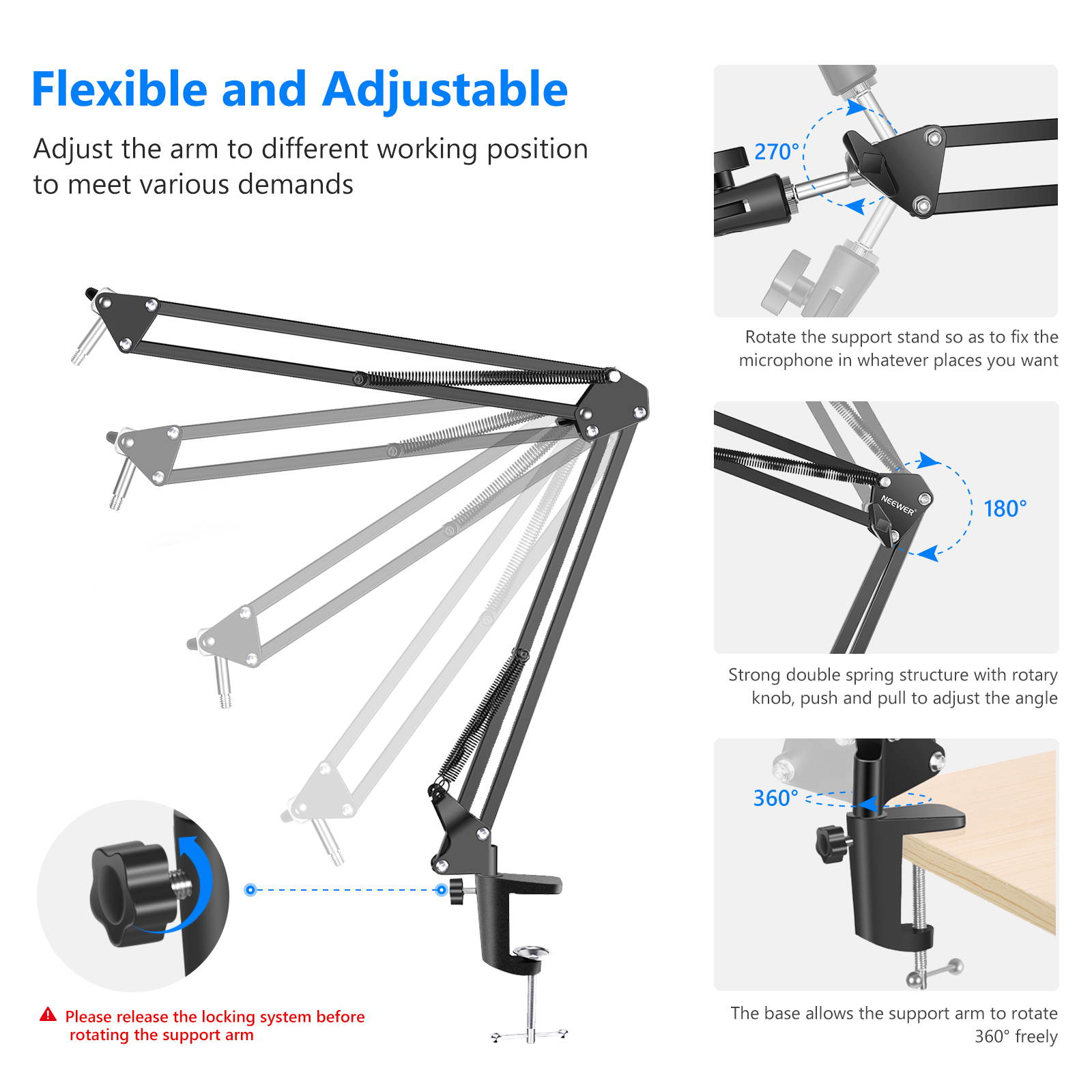 Neewer NW-700 Pro Condenser Microphone and Monitor Headphones Kit with 48V Phantom Power Supply, NW-35 Boom Scissor Arm Stand, Shock Mount and Pop Filter for Home Studio Sound Recording(Black)