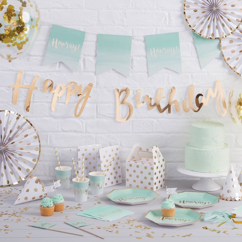 "Hooray" Bunting Ombre/Mint Green