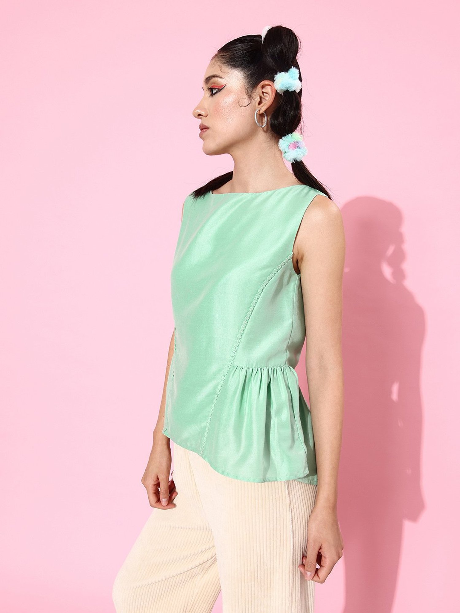 QUIERO Sea Green Regular Fit Top