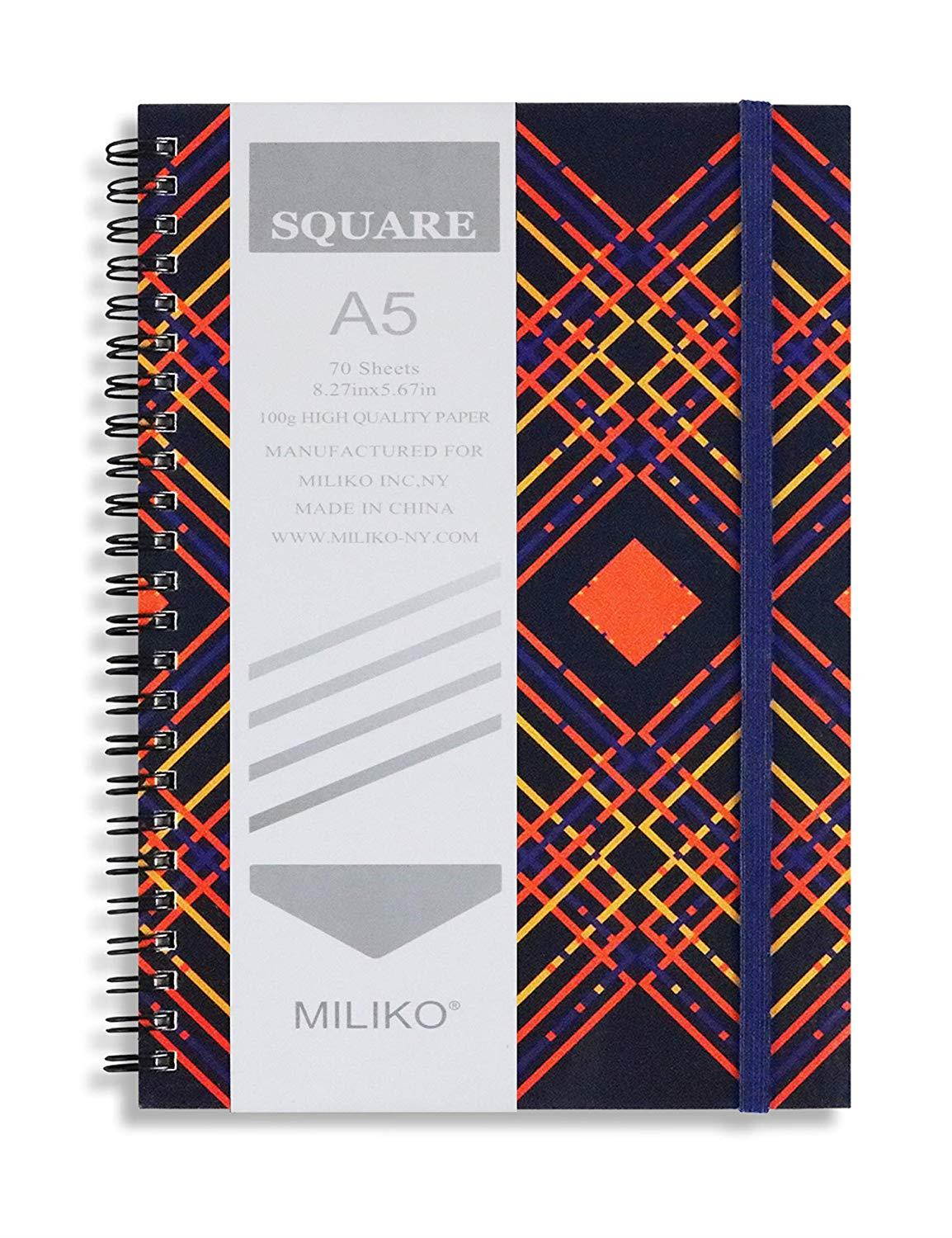 Miliko Transparent Hardcover B5 Ruled Wirebound/Spiral Notebook/Journal Set-2 Per Pack, 7.1"x10"(Ruled)