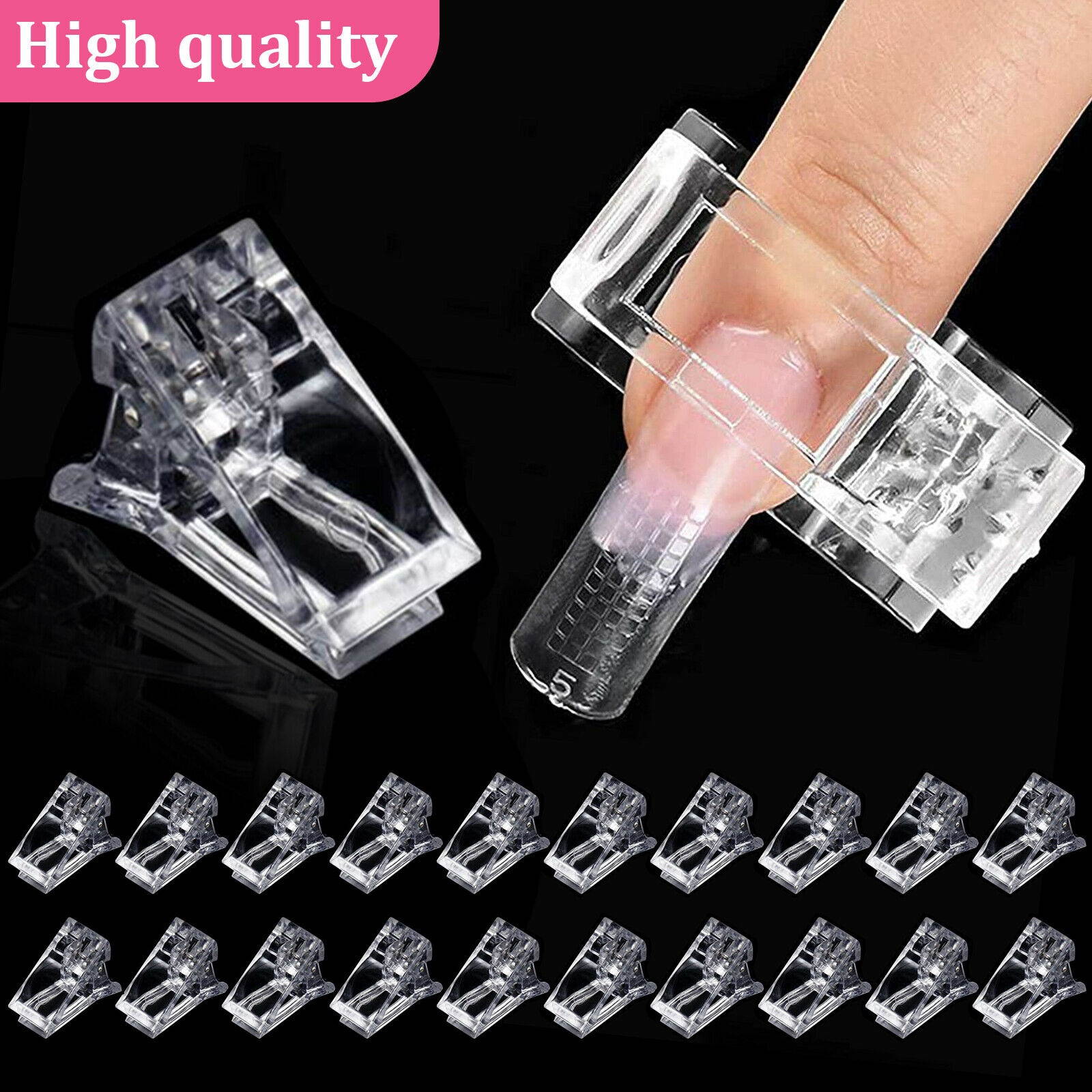 20pcs Nail Tips Clip Quick Building Poly Builder Gel DIY Extension Clamp Clips