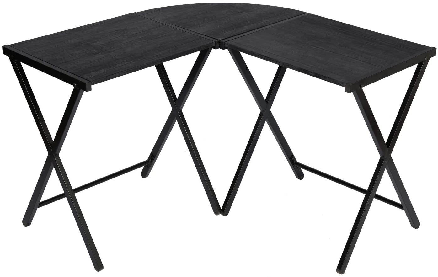 Desk L Corner Workstation Home Schooling Office Gaming Writing Table,Wood Top,Metal Tube,28.74" Height