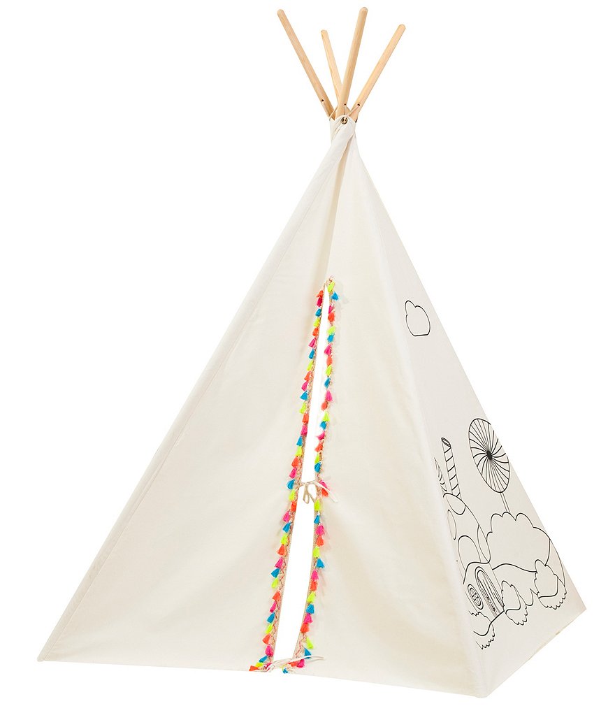 Wonder Wise by Asweets Painting Pom-Pom Trim Teepee Play Tent