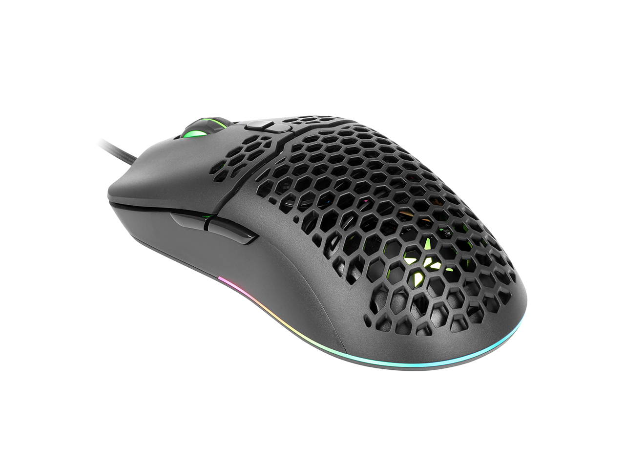DELUX Lightweight Gaming Mouse(2.36g/67g) with Lightweight Honeycomb Shell Design, Ultralight Ultraweave Cable and 7 Programmable Buttons, 16000 DPI RGB Optical Mice (M700BU(3389)-Black)