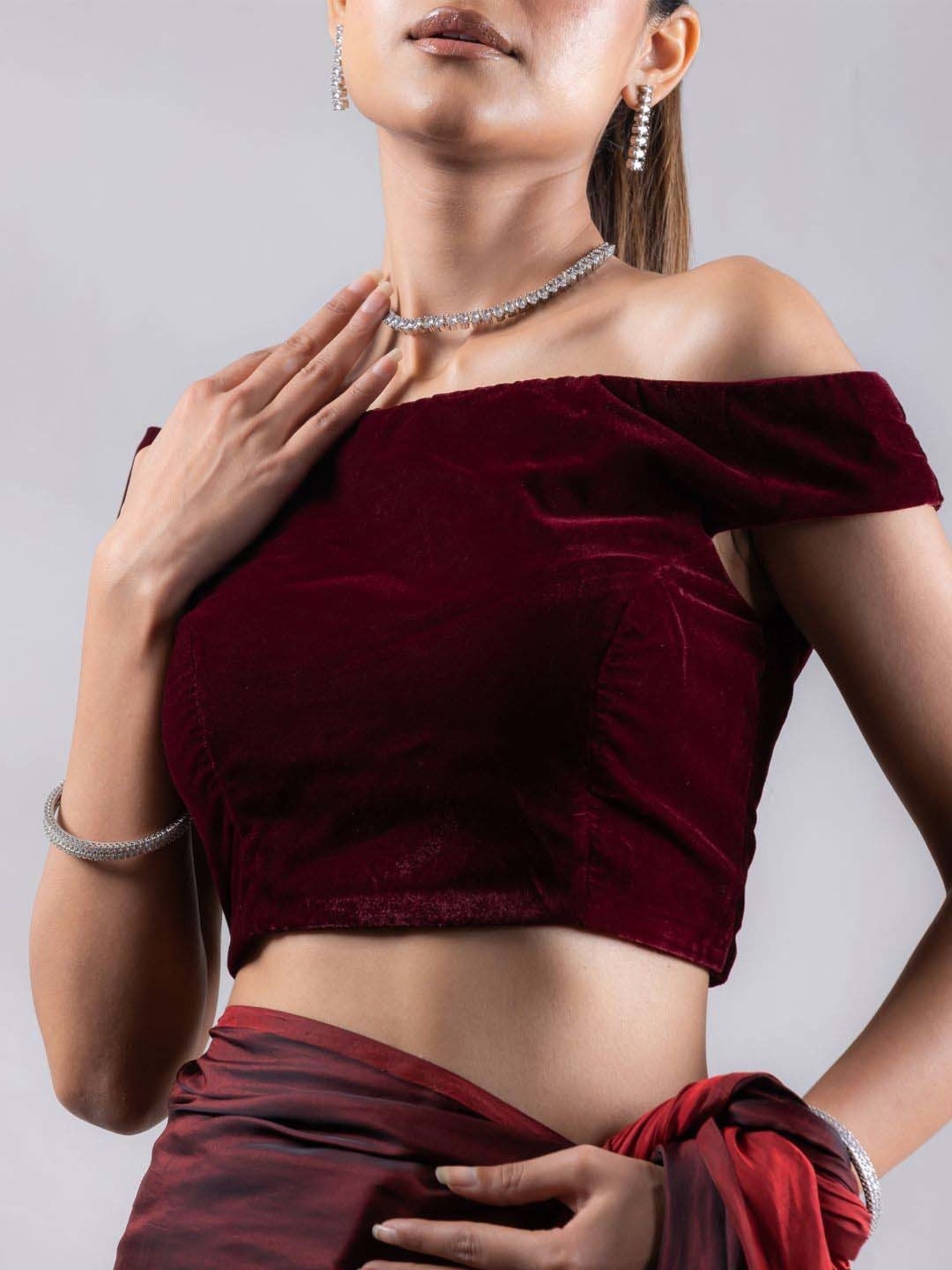 Swtantra Maroon Plain Readymade Blouse
