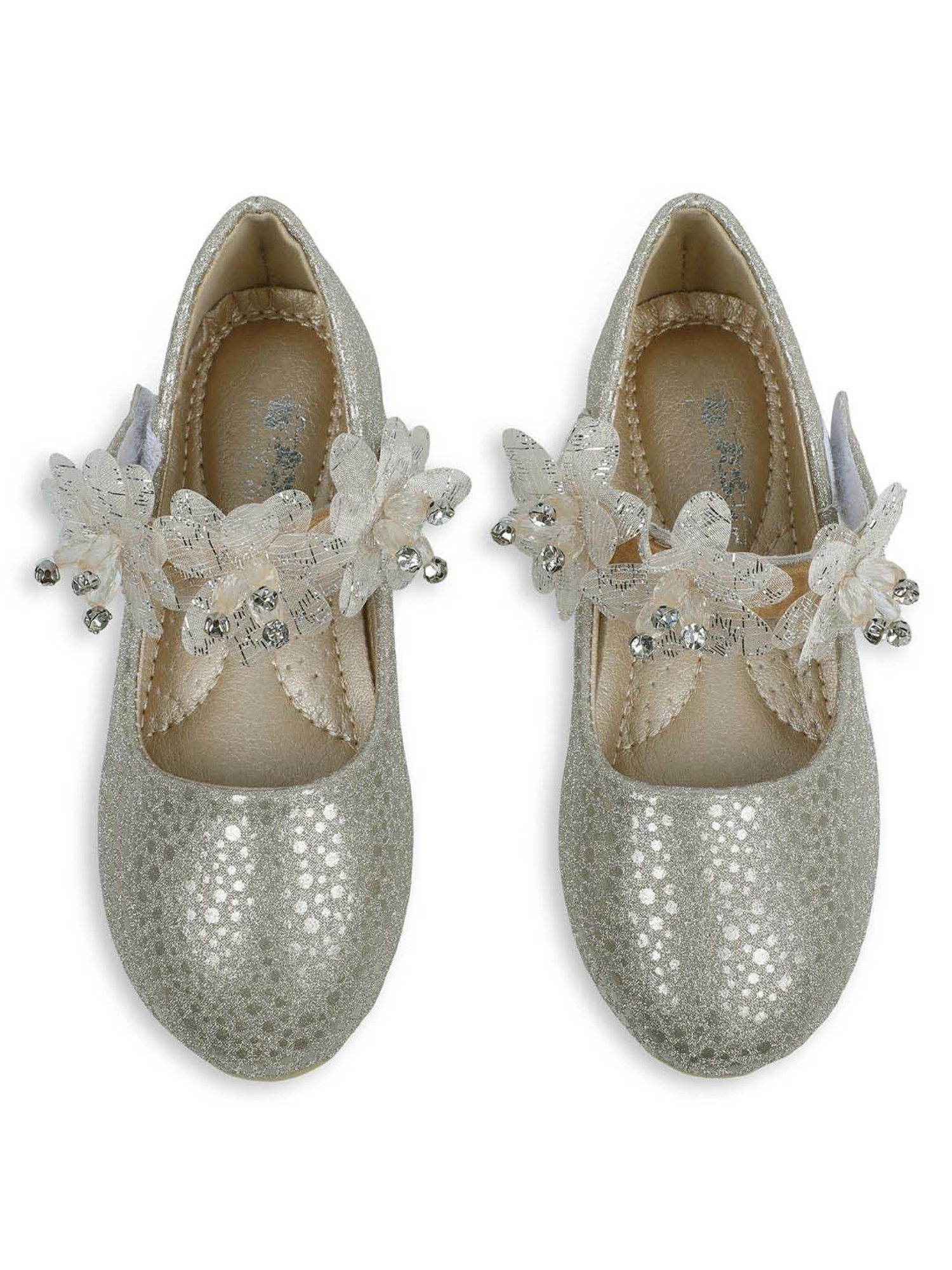 Baby Moo Kids Gold Bash Shiny Floral Mary Jane Shoes